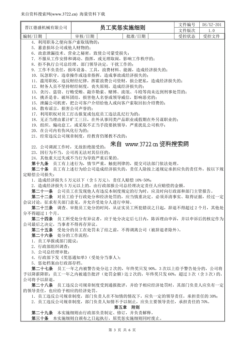 晋机械有限公司员工奖惩实施细则(DOC 6页)_第3页