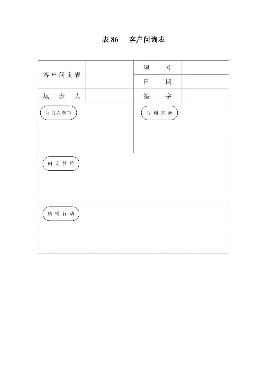 房地产销售管理－客户问询表_第1页