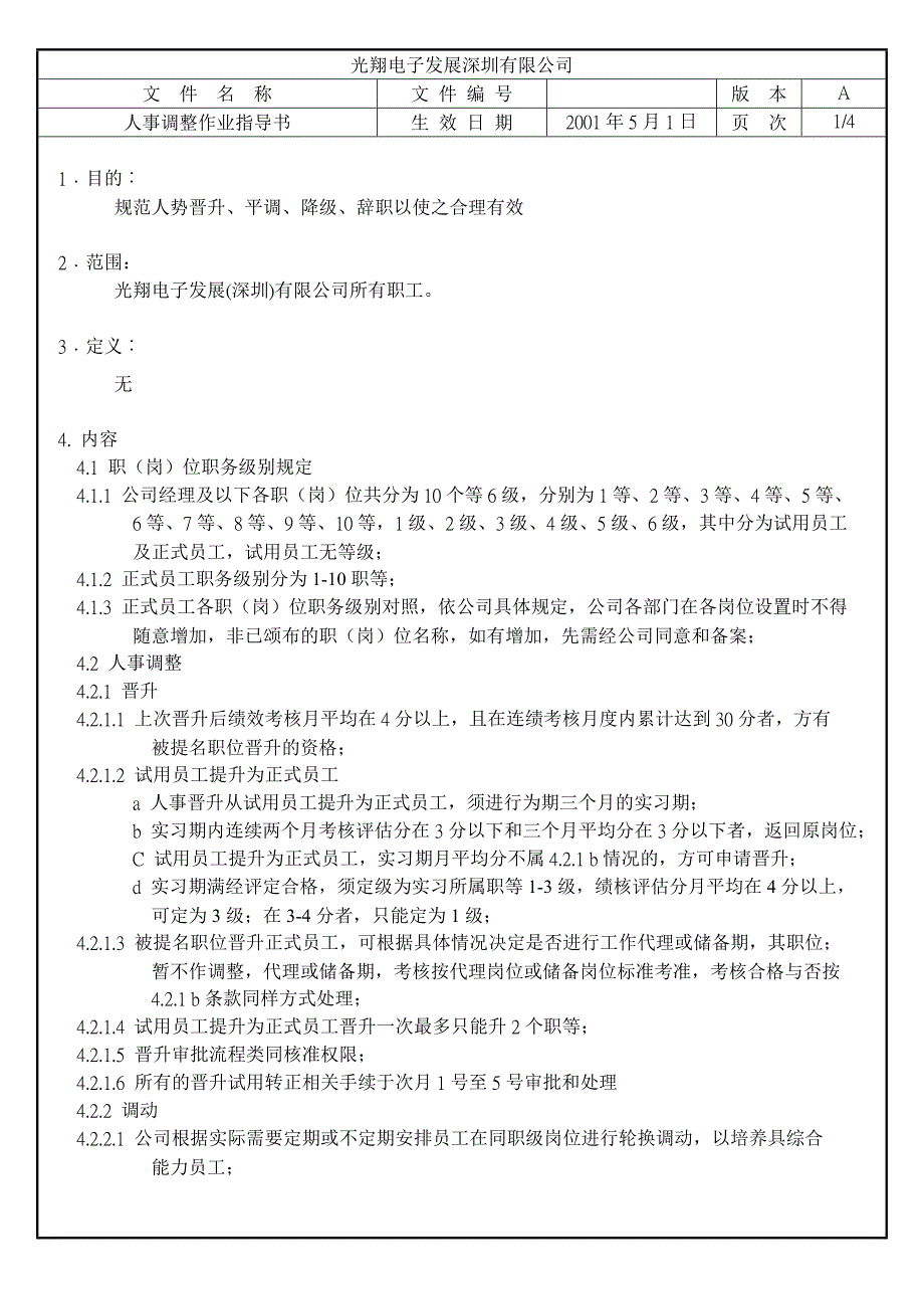 浙江银轮股份（人力资源管理）人事调整作业指导书_第1页