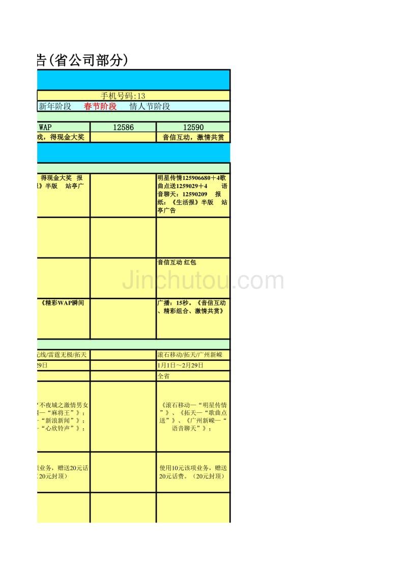 移动客户需求调查－节日营销春节阶段情况反馈表_第3页