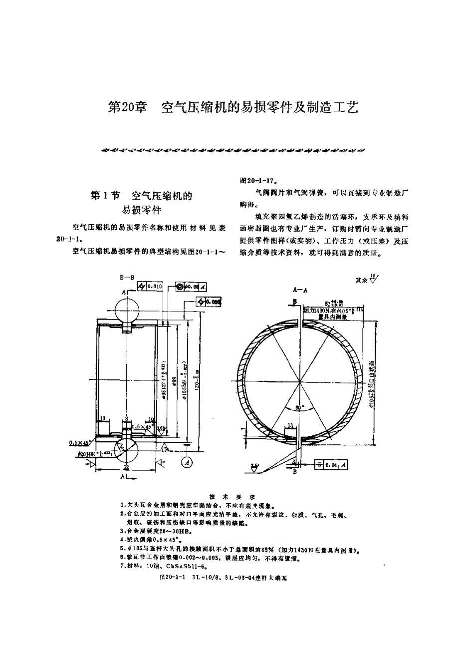 机修手册 第5篇 空气压缩机的修理 第20章 空气压缩机的易损零件及制造工艺_第1页