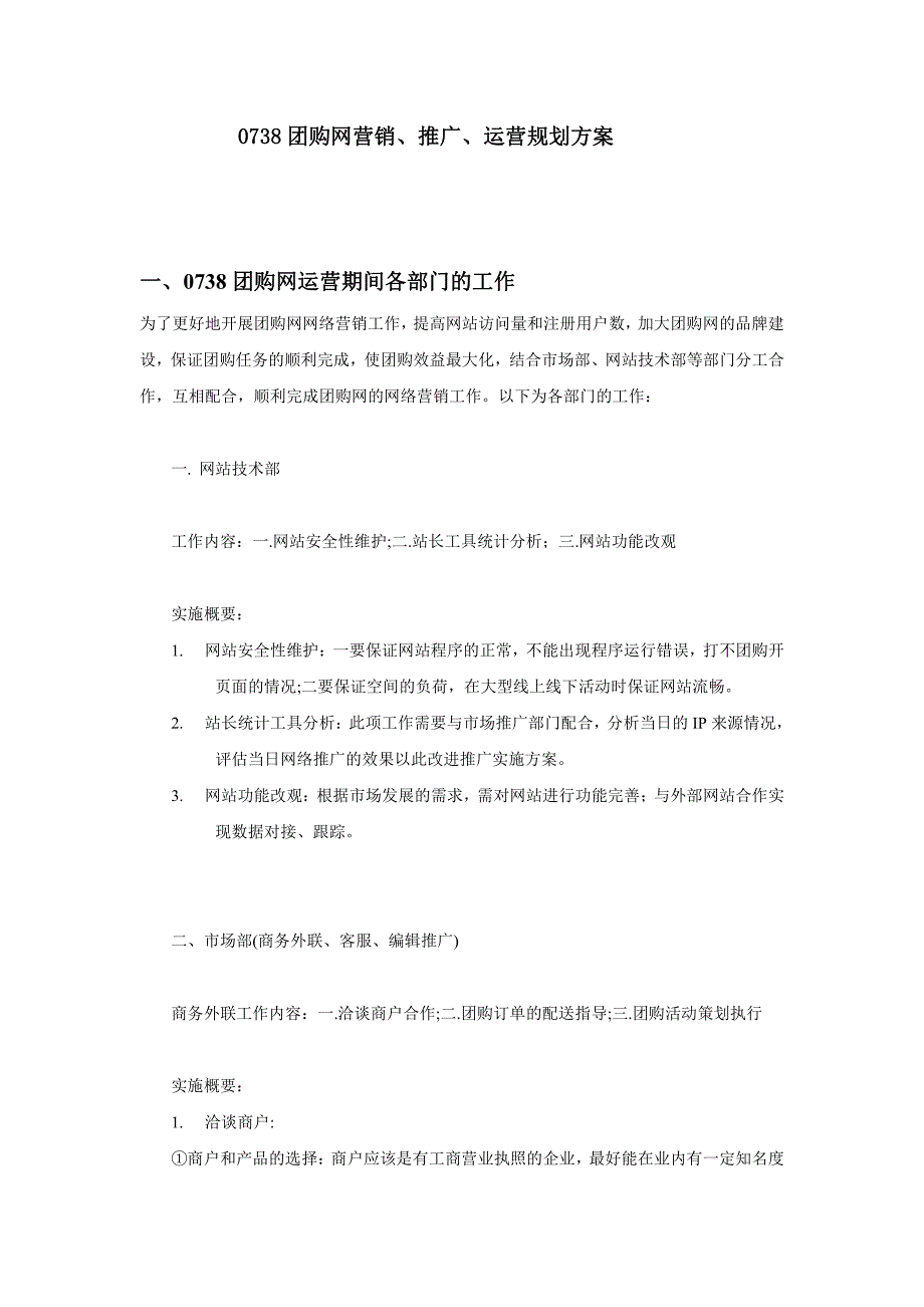 0738团购网营销、推广、运营规划方案_第1页