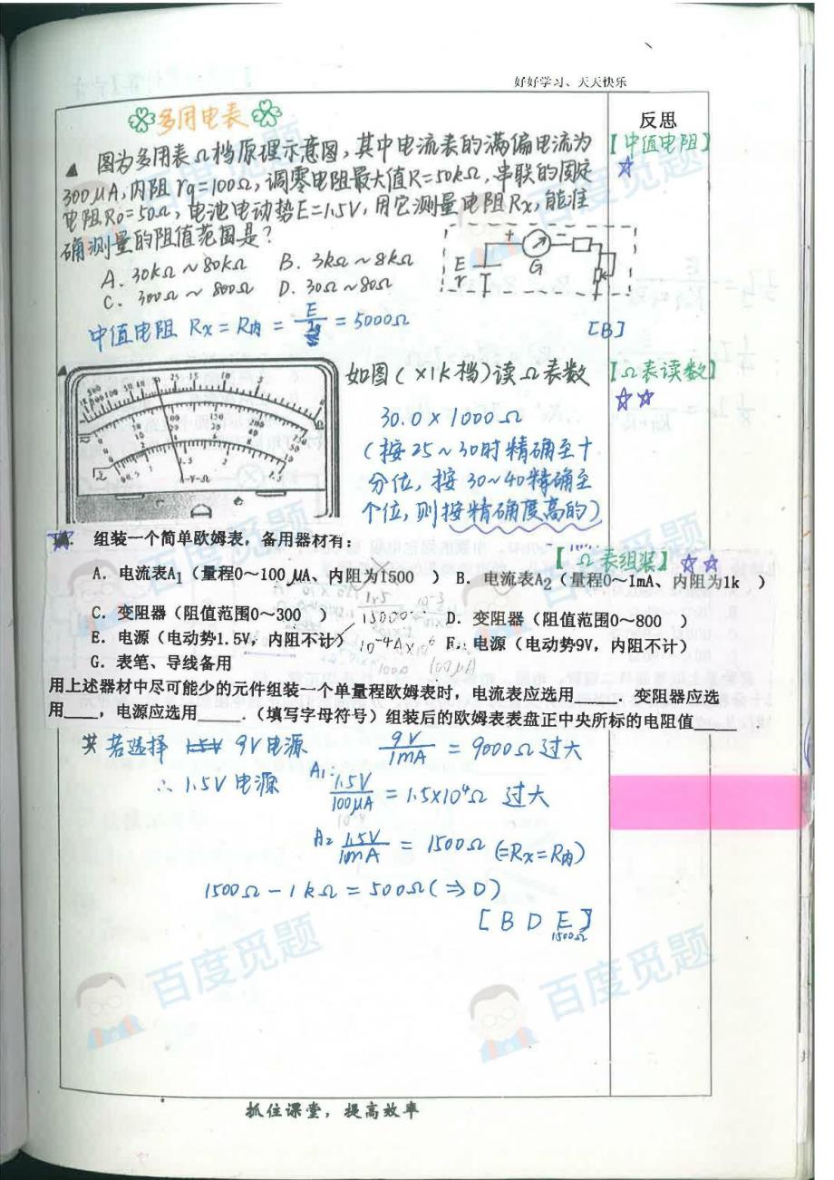 新疆伊宁三中理科学霸高中物理笔记_第九册_2015高考状元笔记_第1页