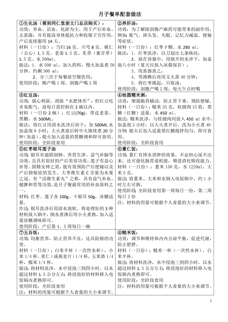 月子餐单配套做法_第1页