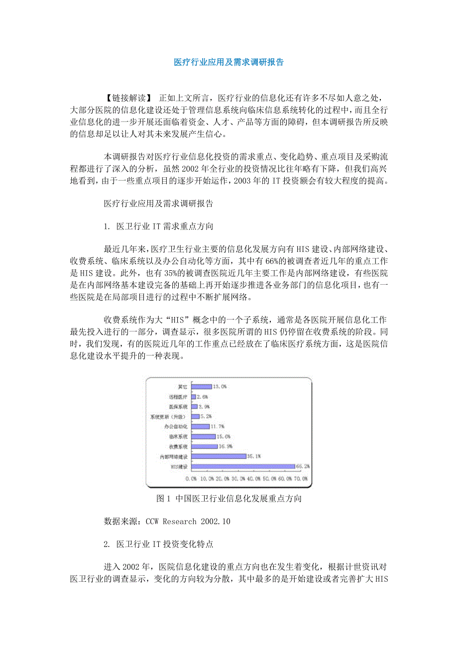 医疗行业应用及需求调研报告_第1页