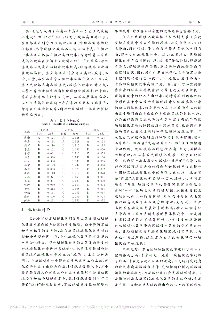 山东省城镇化效率及空间结构研究_第4页