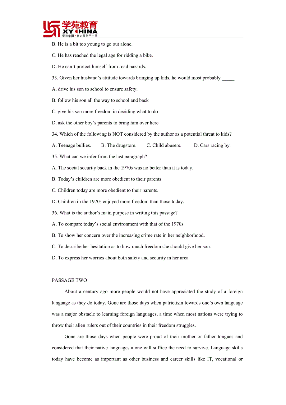 2009年同等学力英语阅读理解真题及中文翻译_第2页