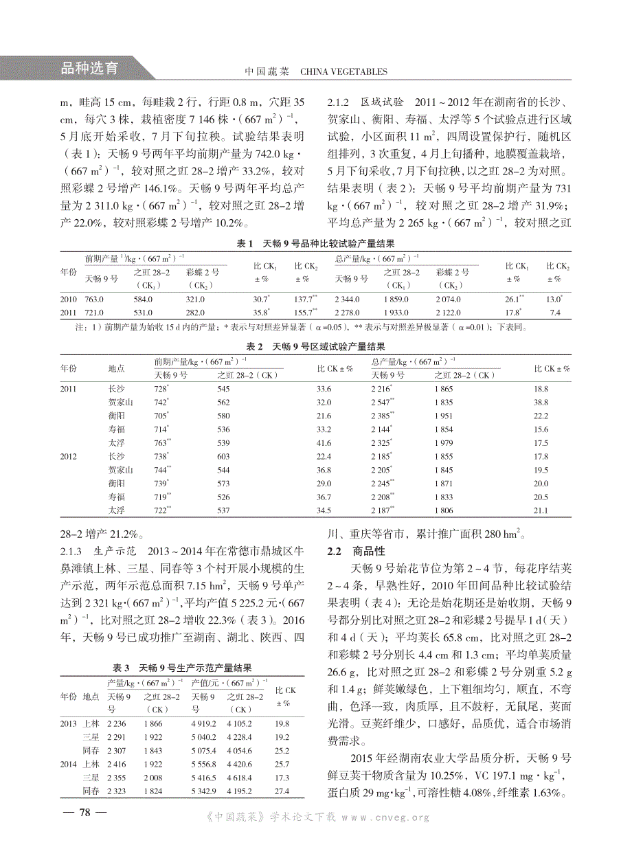 早熟豇豆新品种天畅9号的选育_第2页