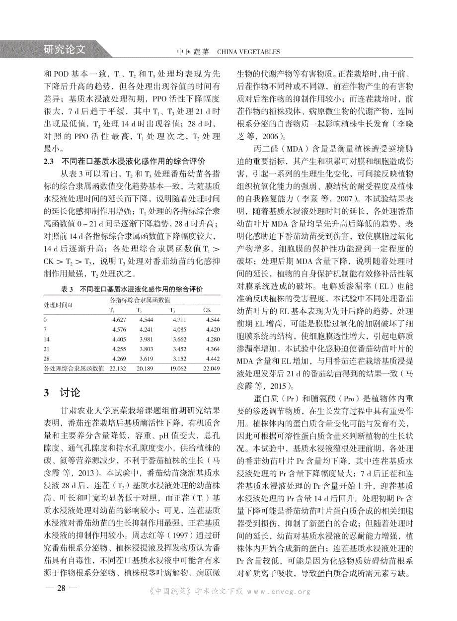 番茄幼苗对不同茬口栽培基质水浸液化感作用的响应_第5页