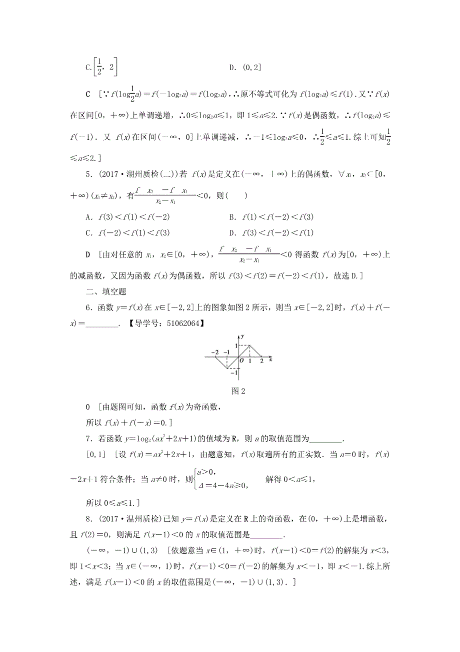 （浙江专版）2018高考数学一轮复习第2章函数、导数及其应用重点强化训练1函数的图象与._第2页