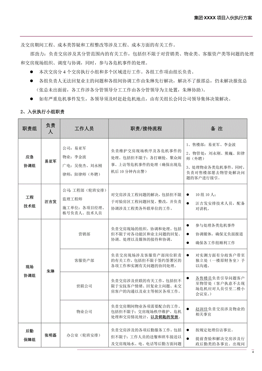 2012年11月长沙某楼盘项目一期入伙执行方案_第4页