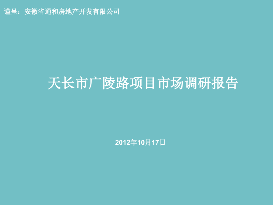 2012年10月安徽天长市广陵路项目调研报告[规划建议]_第1页