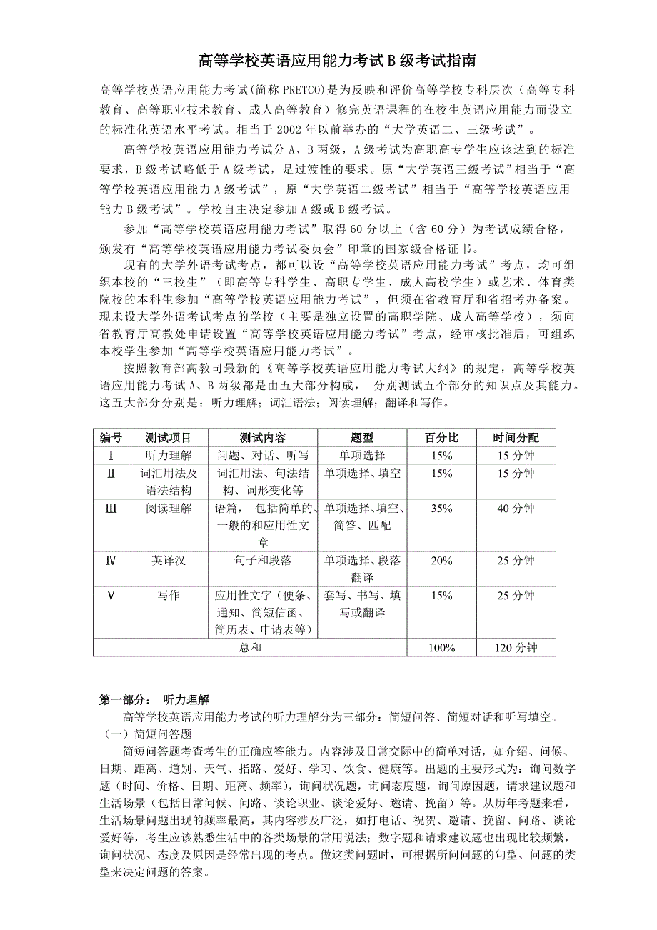 高等学校英语应用能力考试b级考试指南_第1页