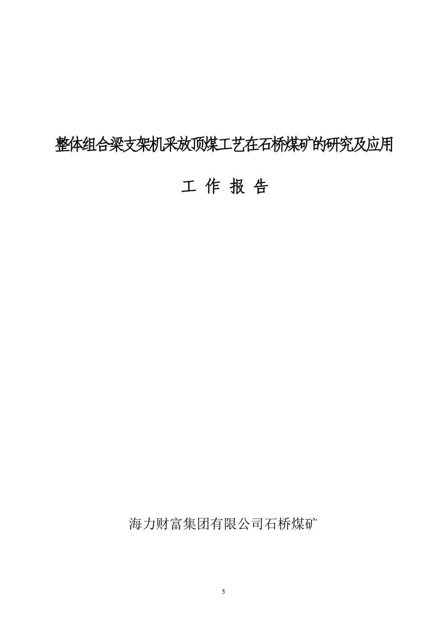 整体组合梁支架机放顶煤工艺在石桥煤矿的研究及应用-科技成果鉴定材料_第5页