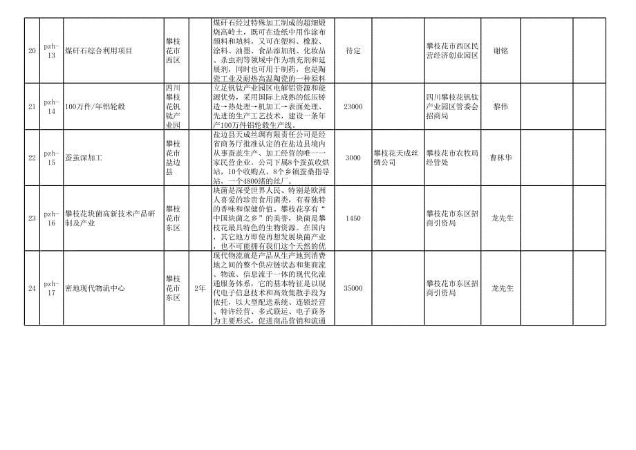 四川灾后重建国际项目合作洽谈会项目信息总表_第5页