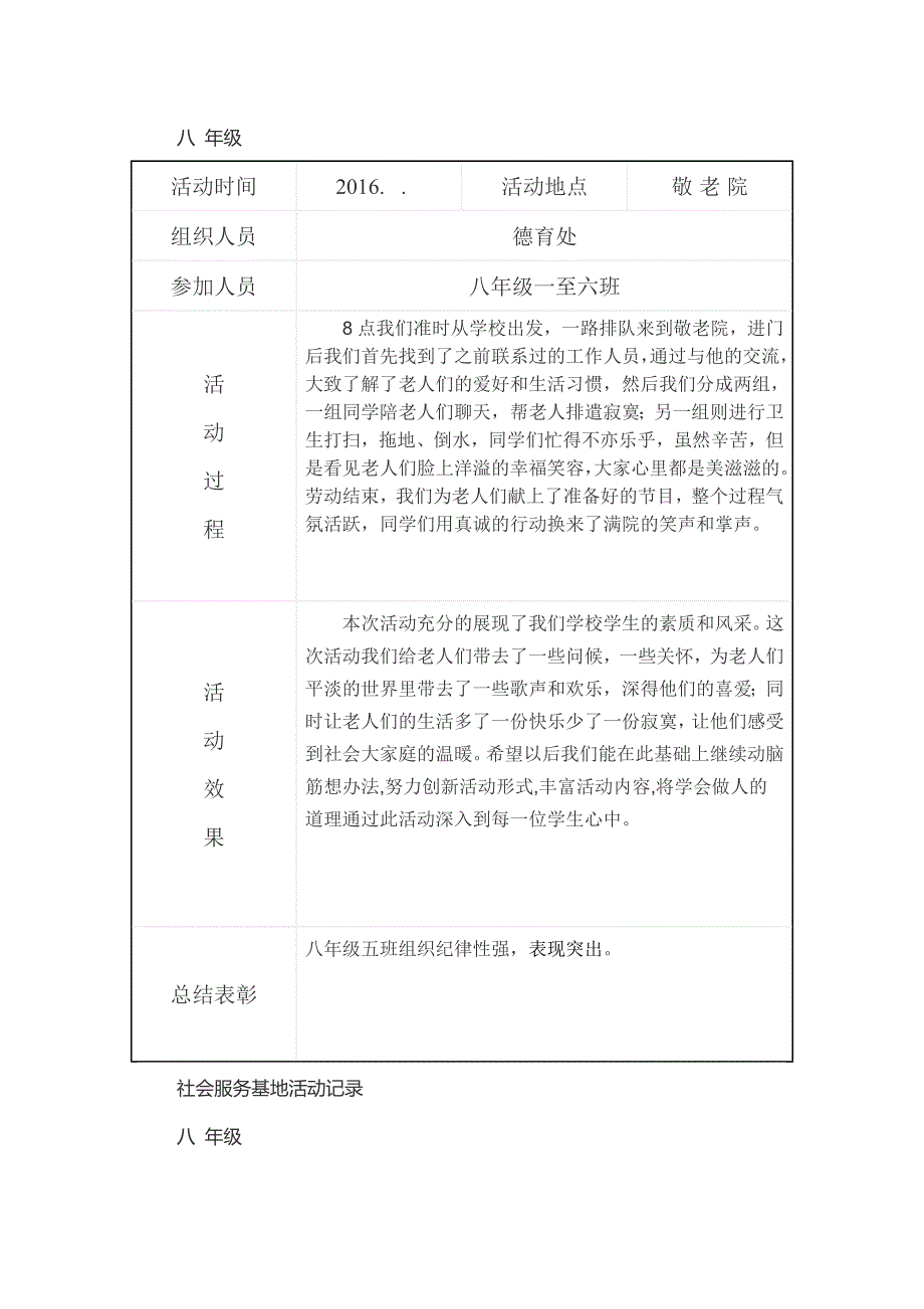 社区服务活动记录表格_第2页