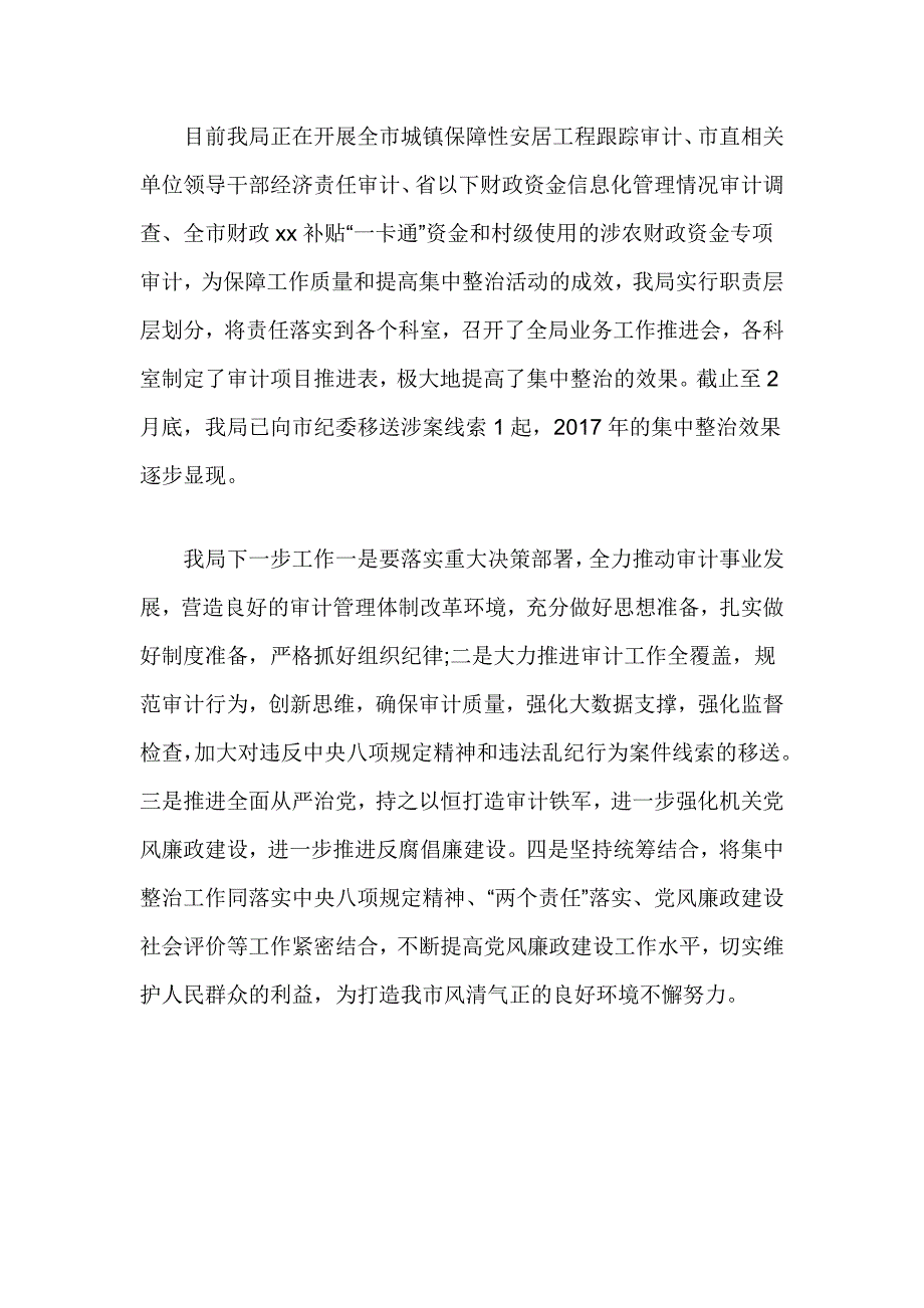 审计局贯彻落实集中整治活动推进会议精神的汇报材料_第2页