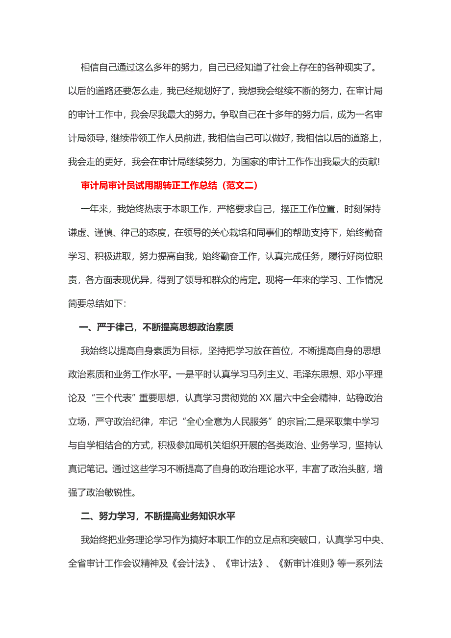 审计局审计员试用期转正工作总结（2篇）_第4页