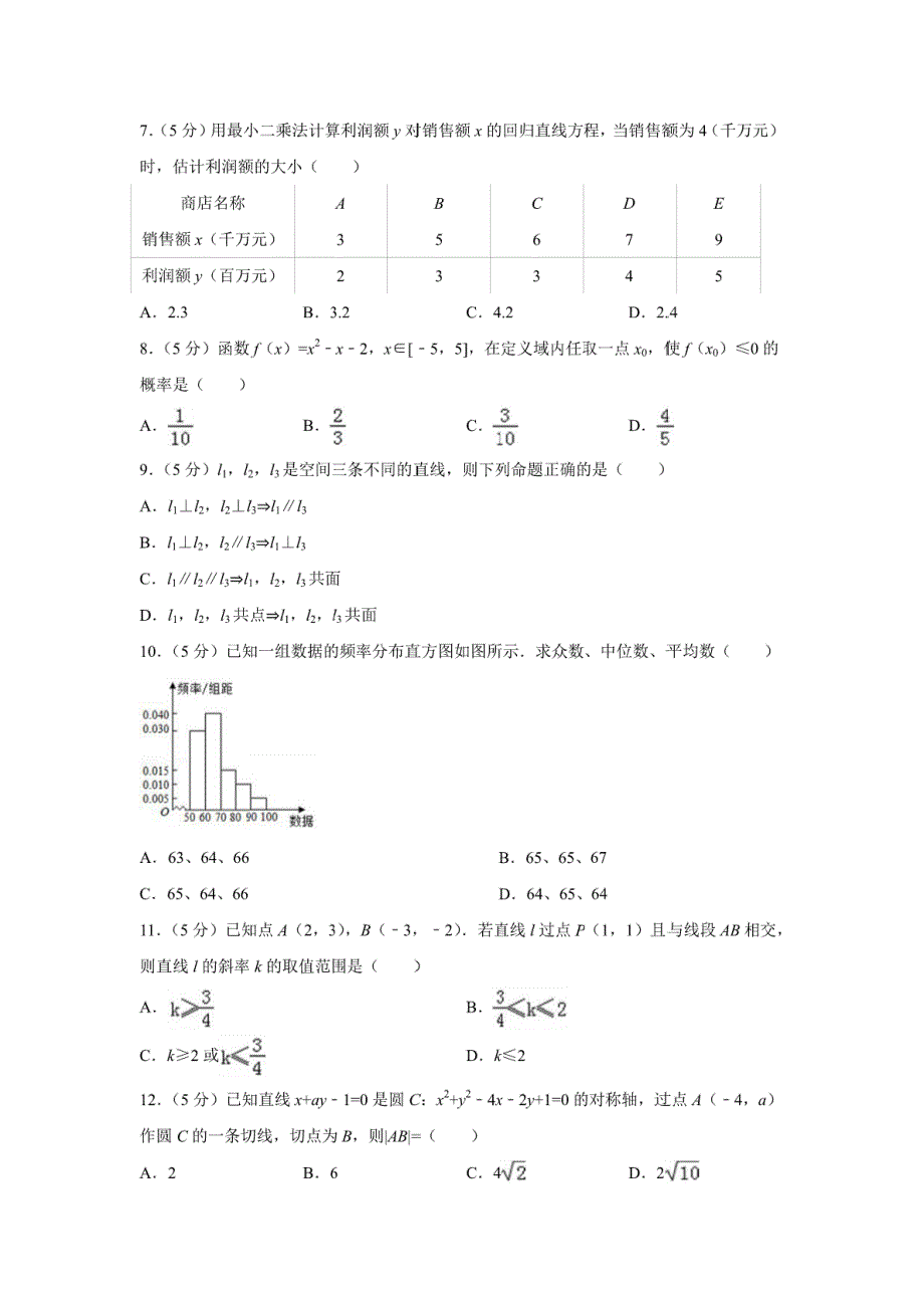 【数学】河北省保定市唐县一中2016-2017学年高二（下）期中试卷（理）（解析版）_第2页