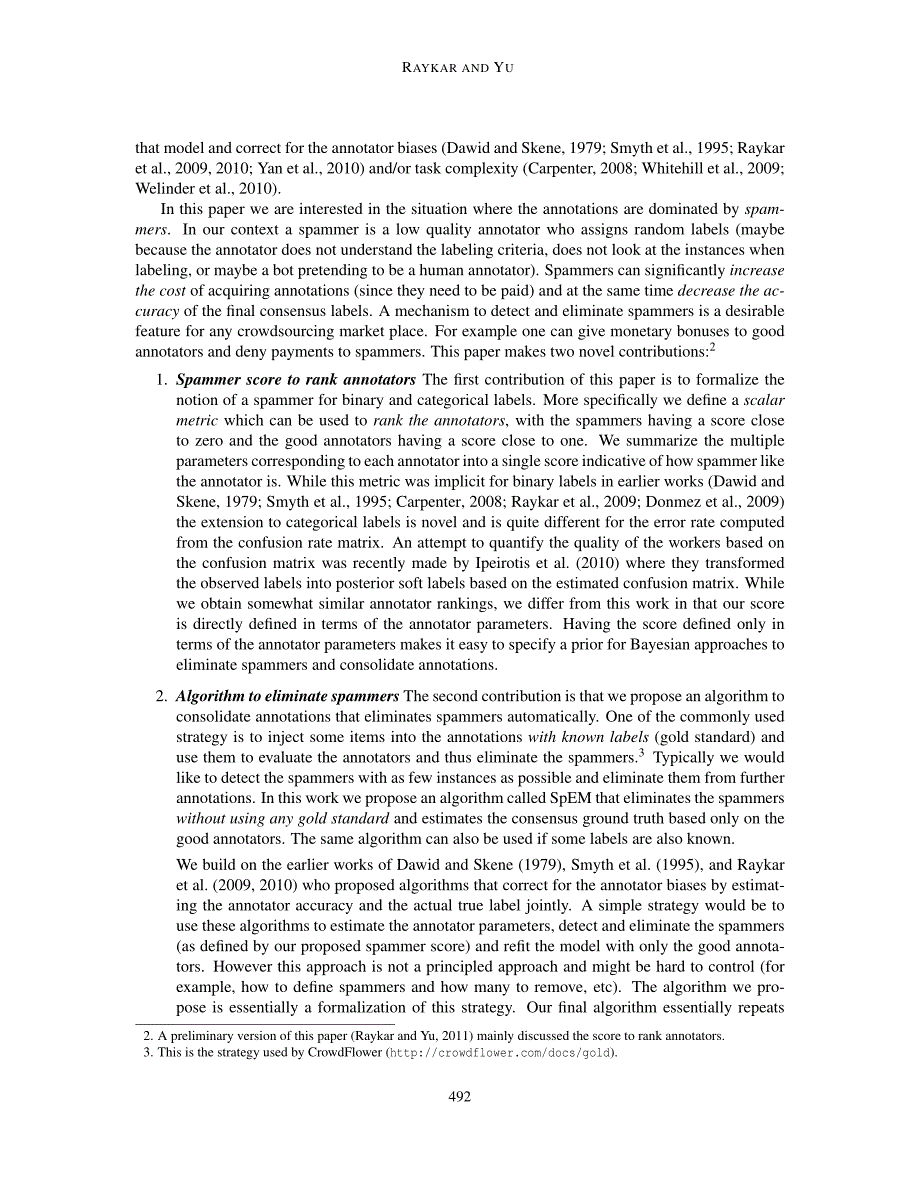 Eliminating spammers and ranking annotators for crowdsourced labeling tasks_第2页