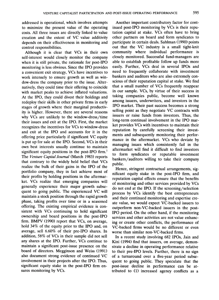 Jain_et_al-1995-Venture Capitalist participation and post-issue performance_第3页