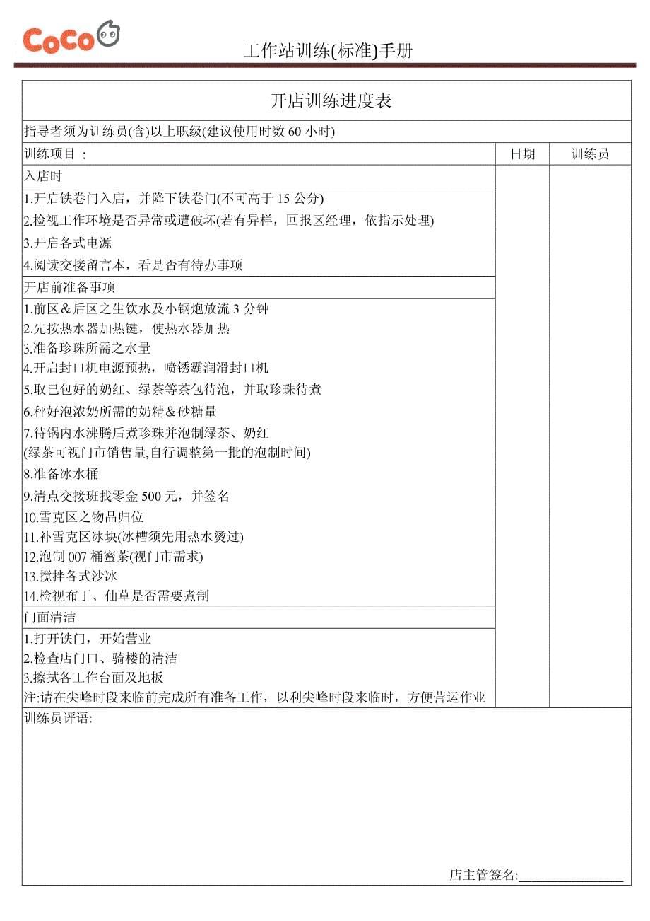 COCO奶茶重点资料－工作站标准培训手册 _第5页