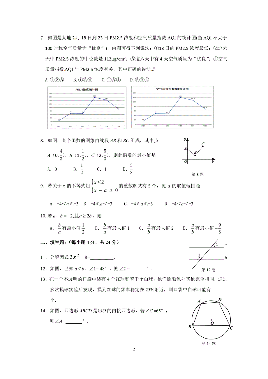 2016年福建龙岩市中考数学能力达标练习（三）含答案_第2页