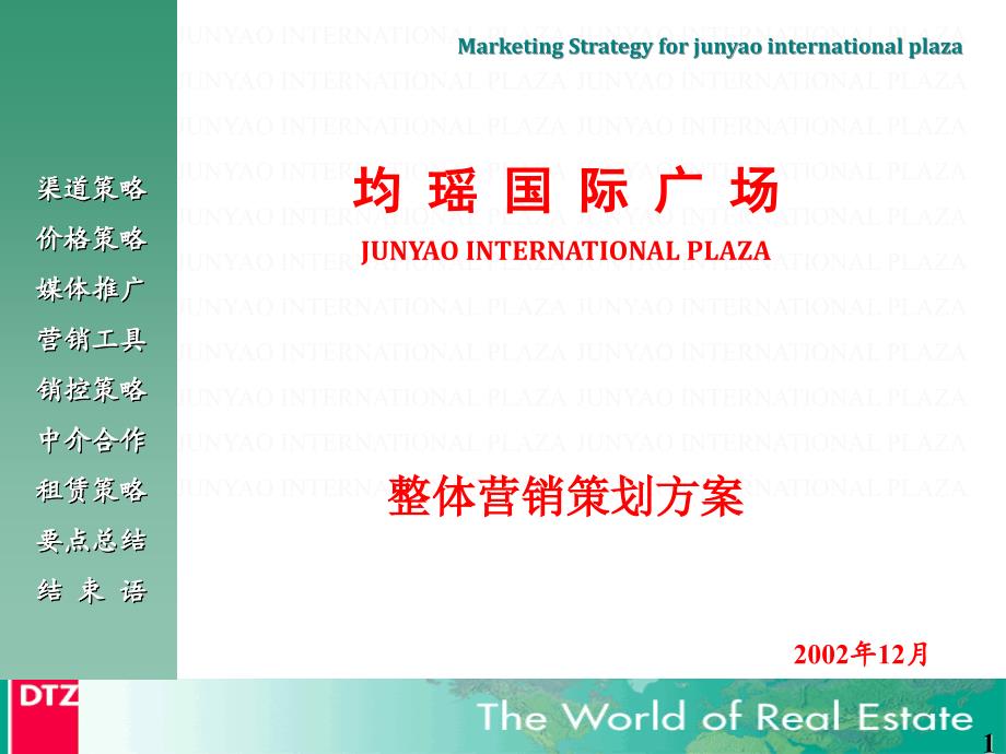 2002年12月上海均瑶国际广场整体营销策划方案-戴德梁行_第1页