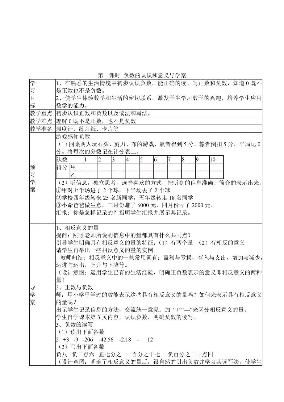 精选2016年小学六年级下册数学导学案表格式全册新人教版_第3页