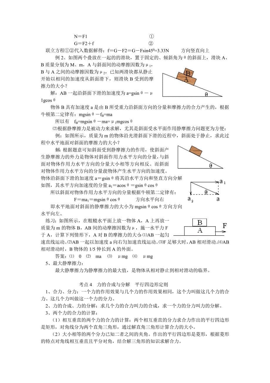 第一章   力   物体的平衡   考点分析详细, 习题不够_第5页