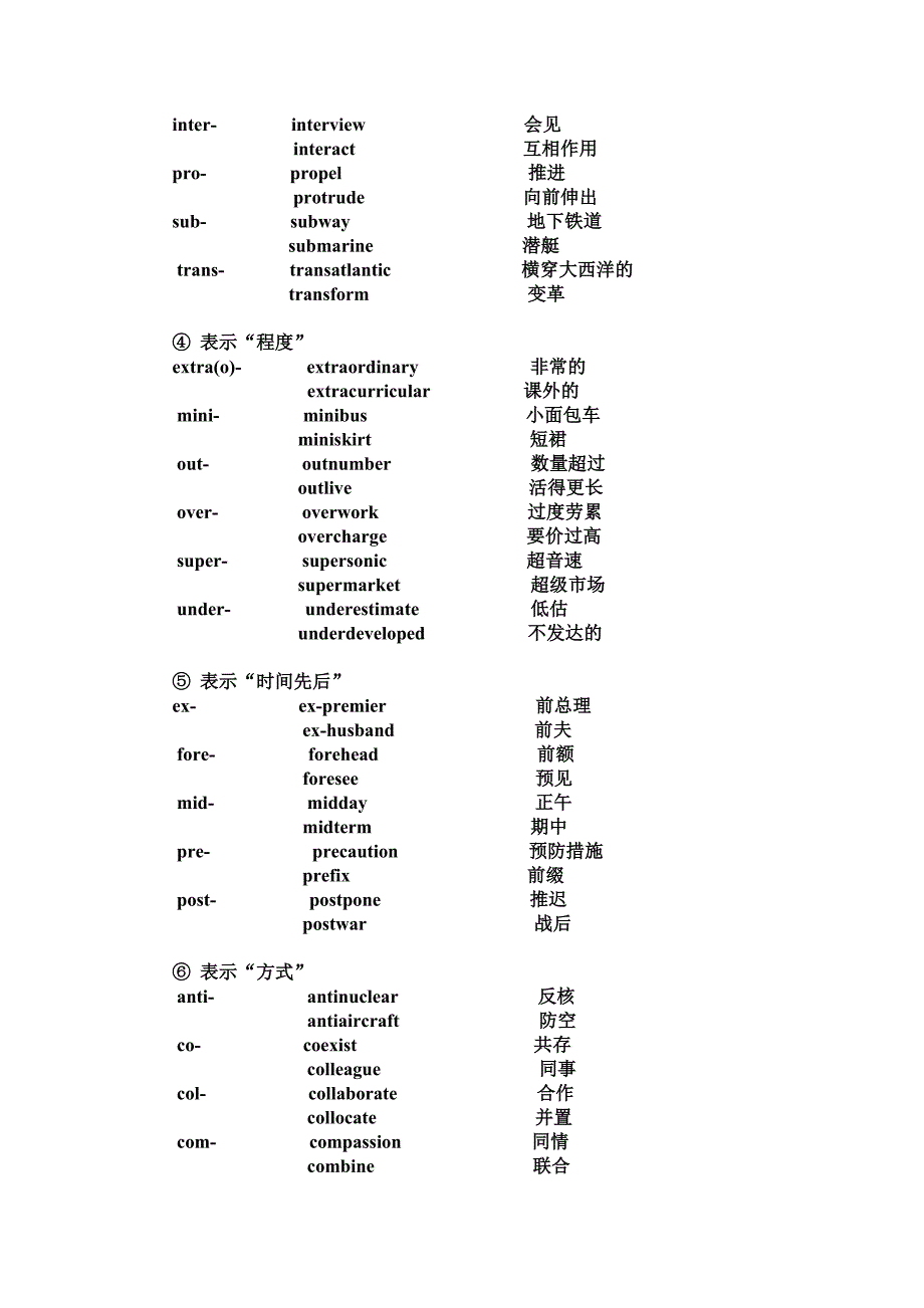 英语单词常见的前缀和后缀及例词_第2页