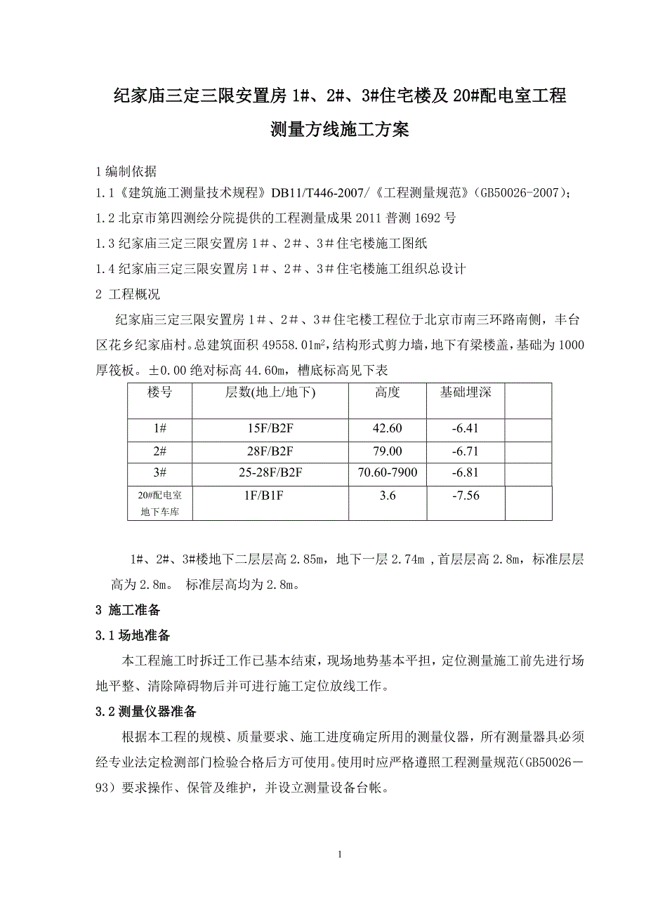 高层住宅楼测量方案_第1页