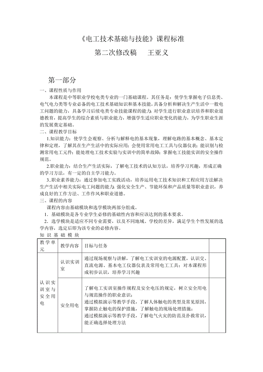 中等职业学校电工技术基础与技能课程标准_第1页