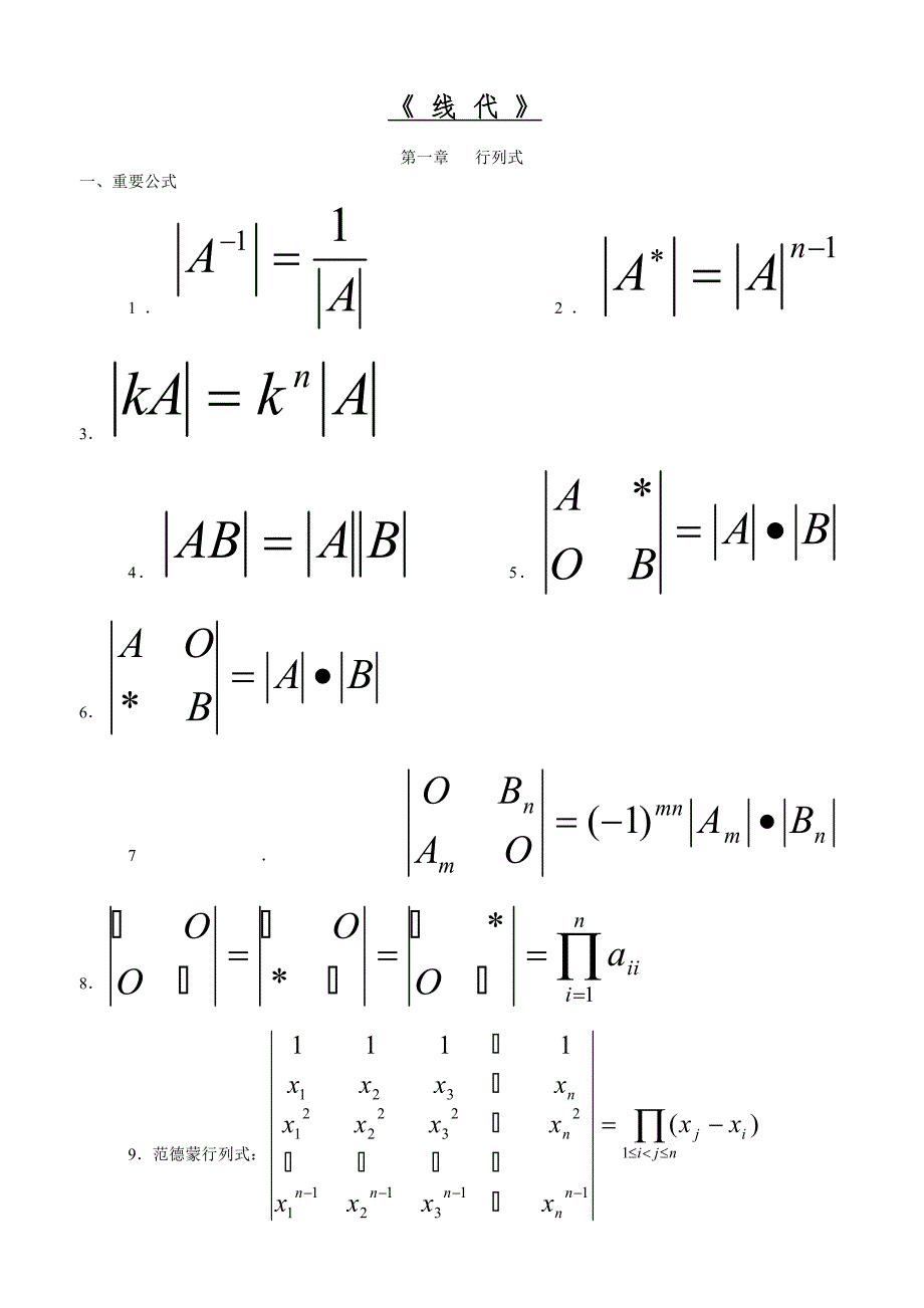 中北大学线性代数知识点_第1页