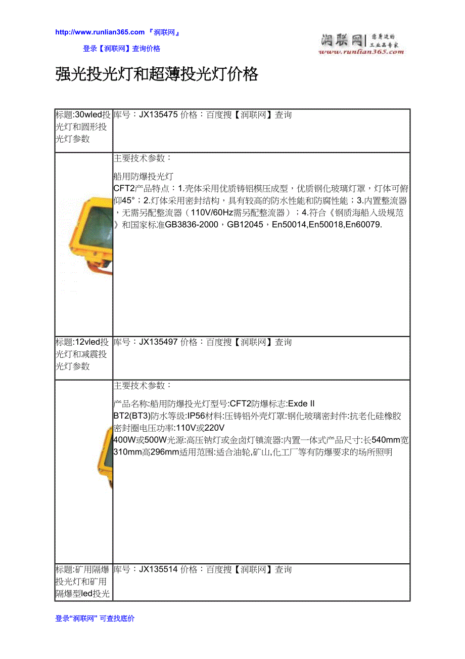 强光投光灯和超薄投光灯价格_第2页