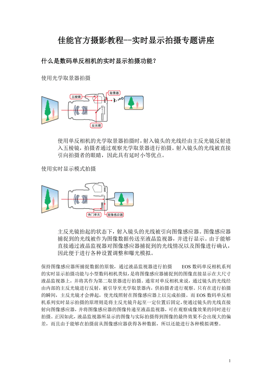 佳能官方摄影教程--实时显示拍摄专题讲座_第1页