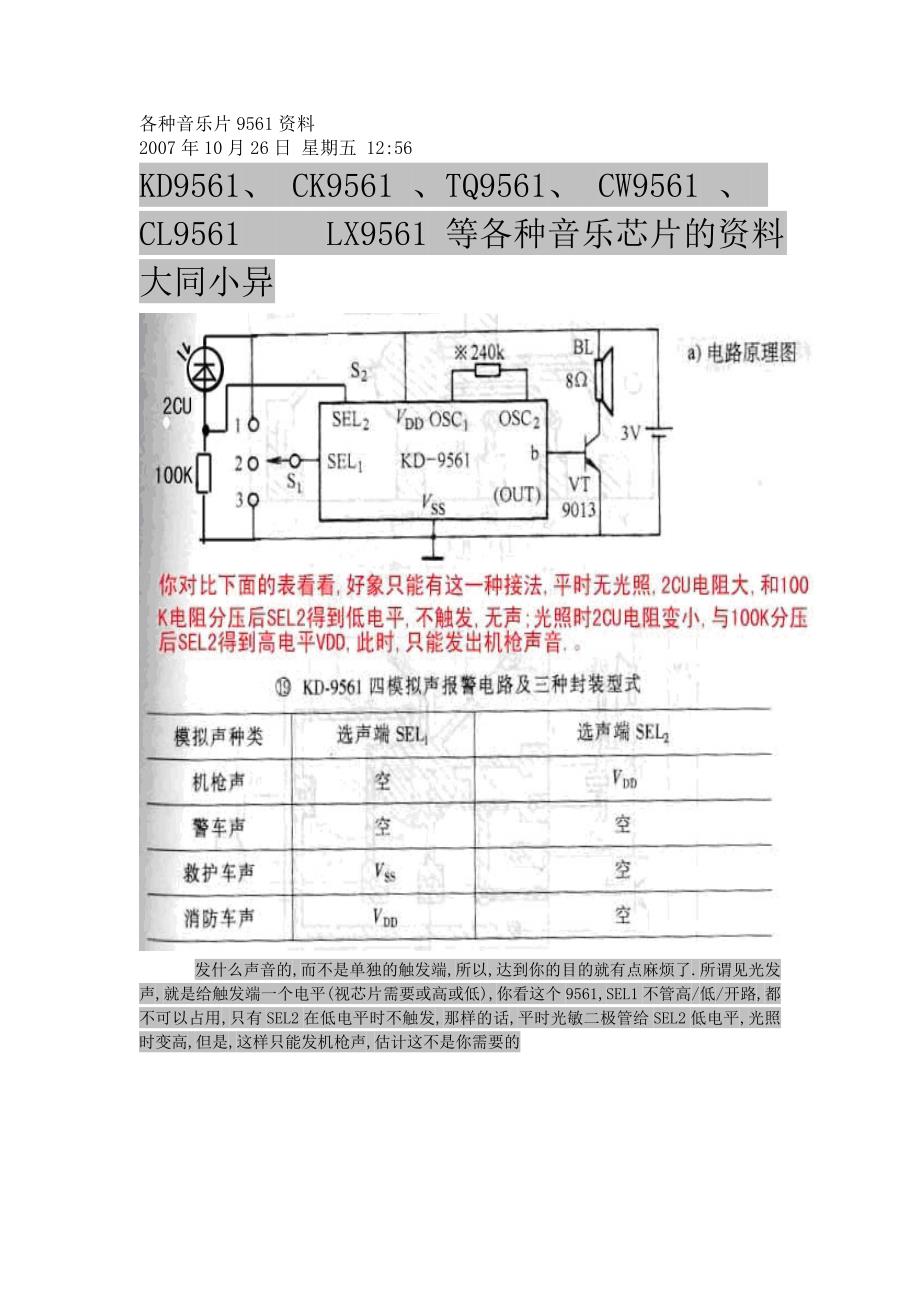 音乐芯片9561_第1页