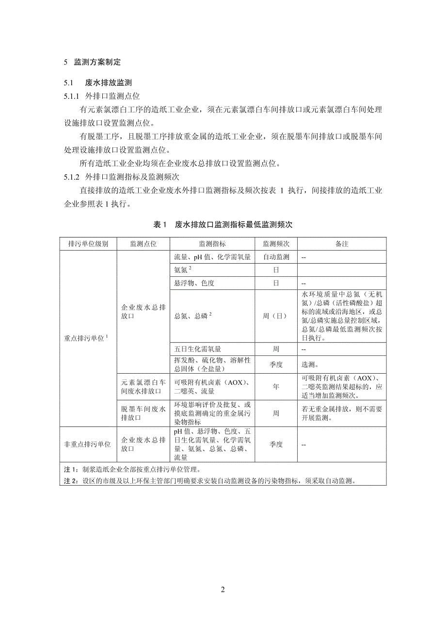 排污单位自行监测技术指南造纸工业发布稿_第5页