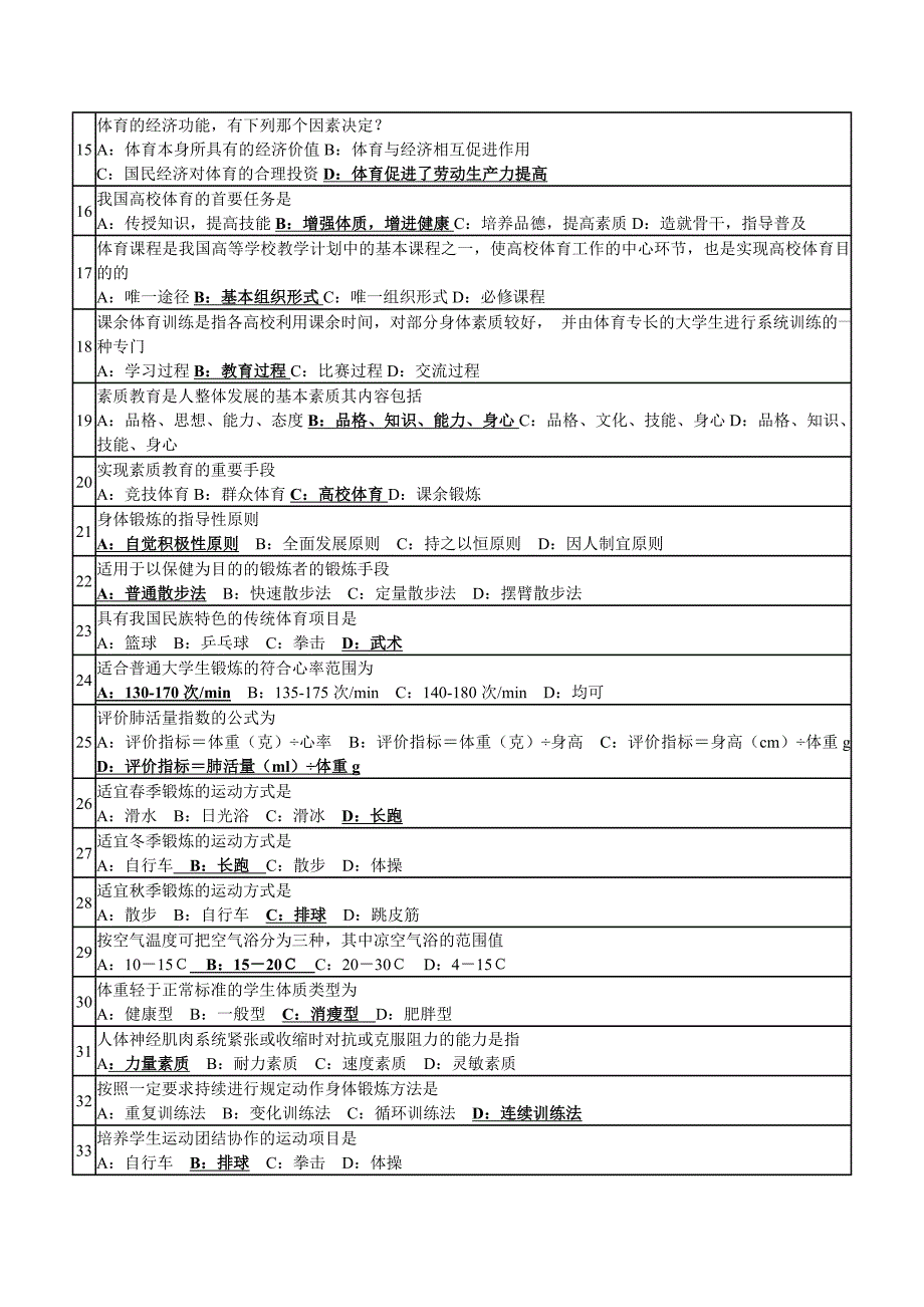 大学体育理论考试试题_第2页