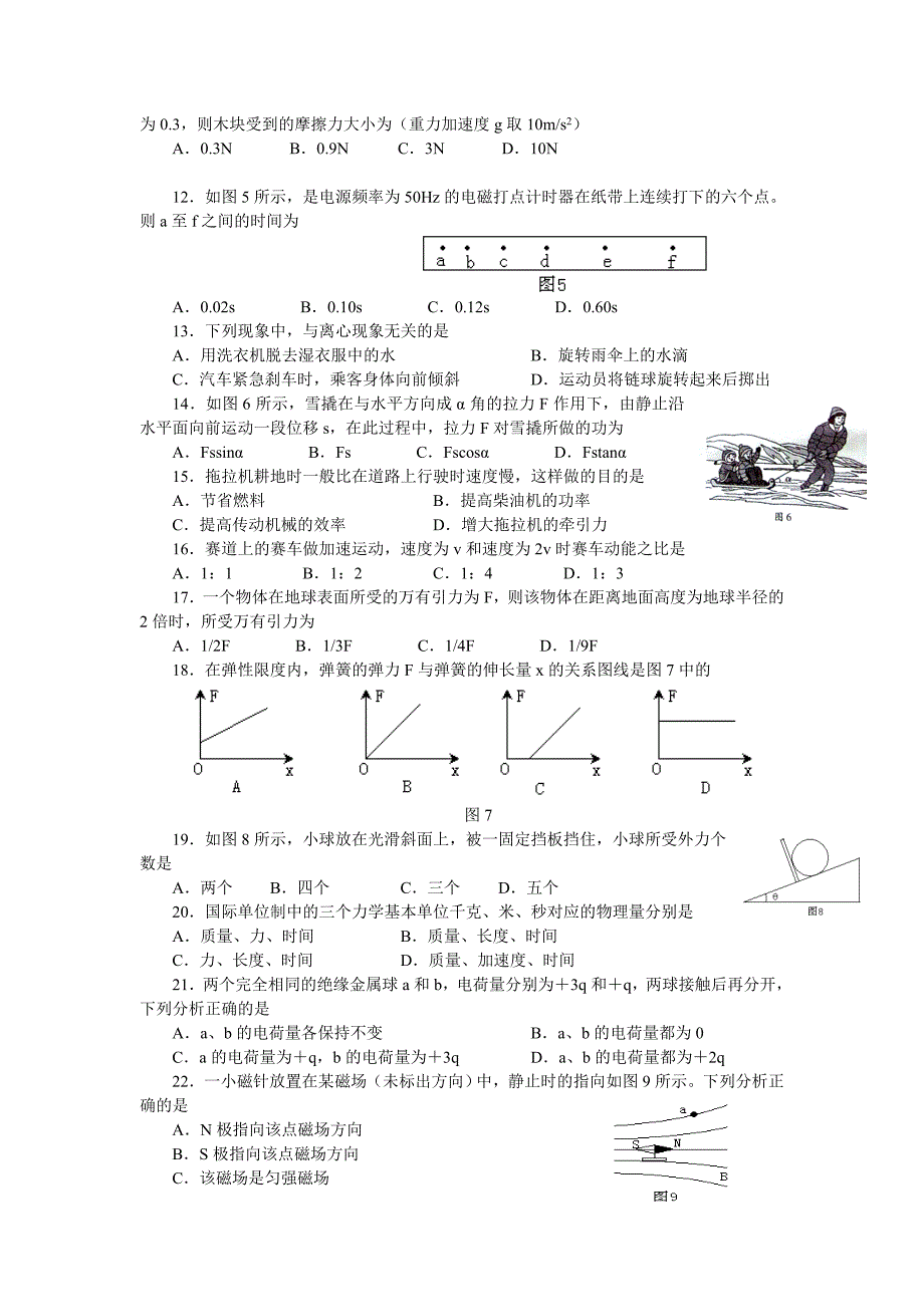 普通高中学业水平考试(物理)_第2页