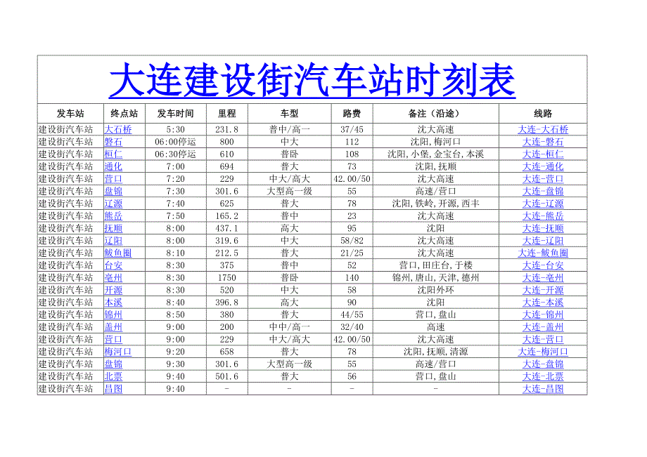 大连建设街汽车站时刻表_第1页