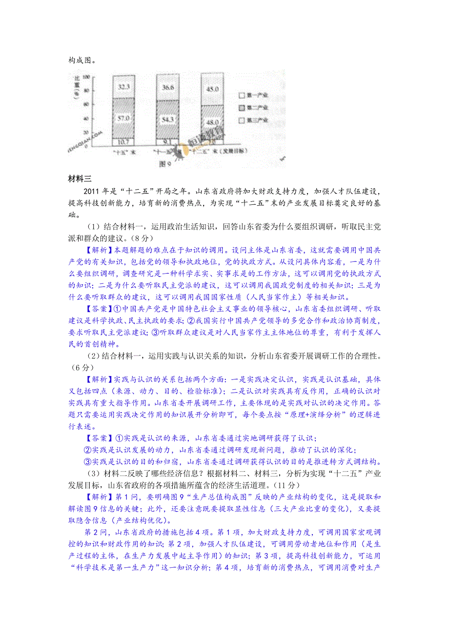 山东文综卷政治试题以及答案详细解析_第4页