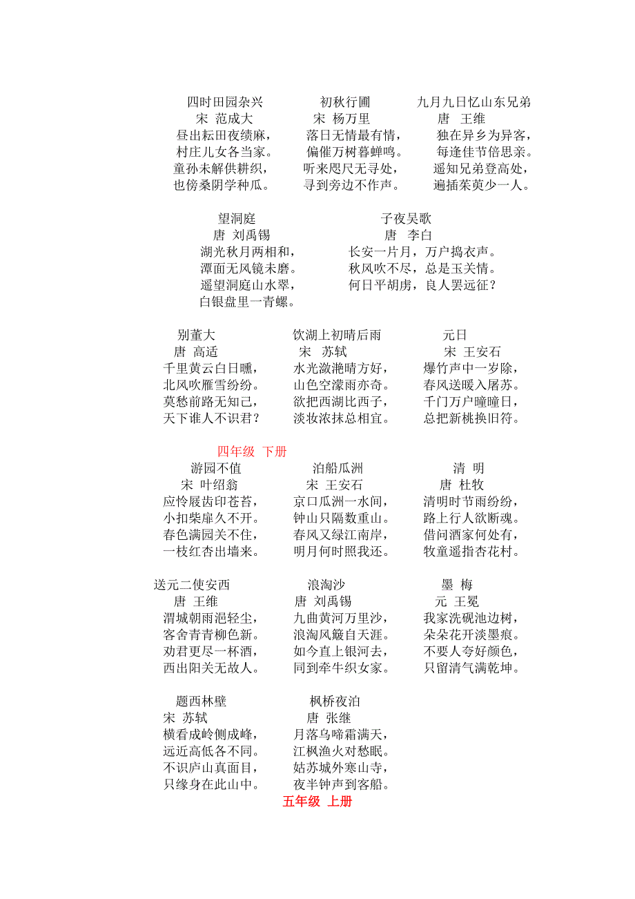 小学一至六年级的所有古诗_第4页