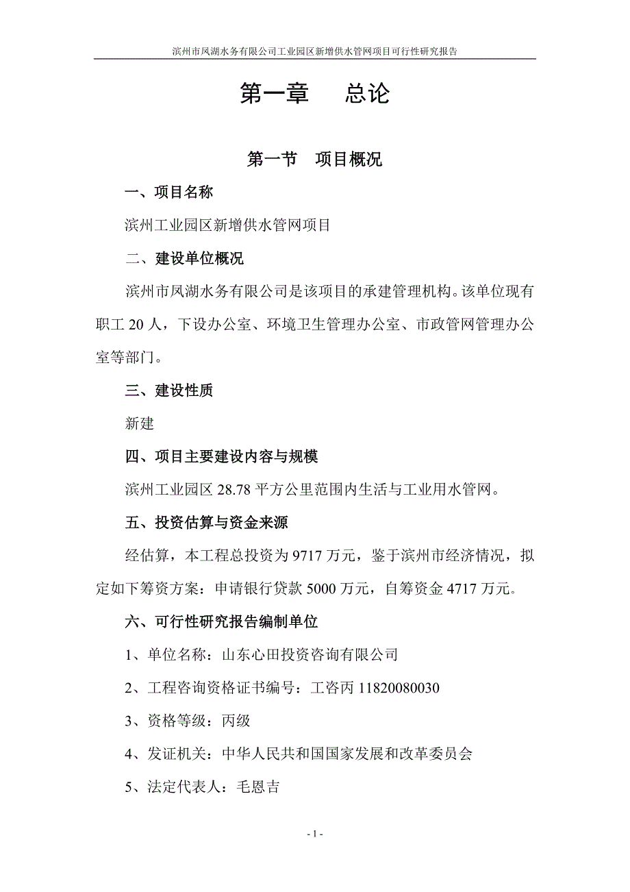 管网可行性研究报告1_第1页