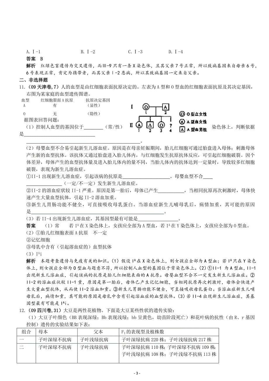 遗传的基本规律与伴性遗传样题_第3页