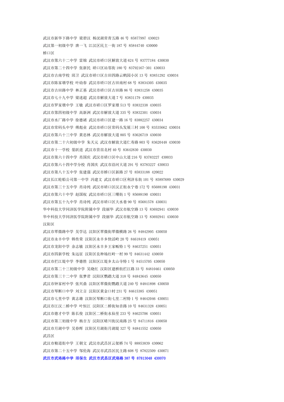 武汉市初级中学一览表_第2页