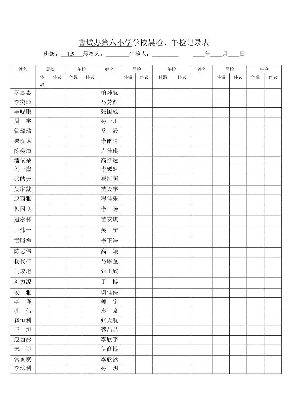 曹城办第六小学学校晨检_第5页