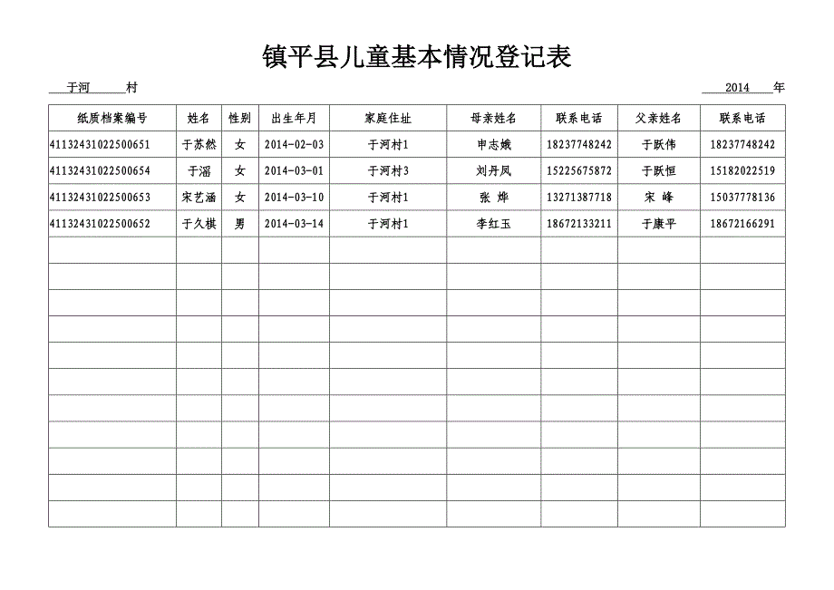 镇平县儿童基本情况登记表_第4页