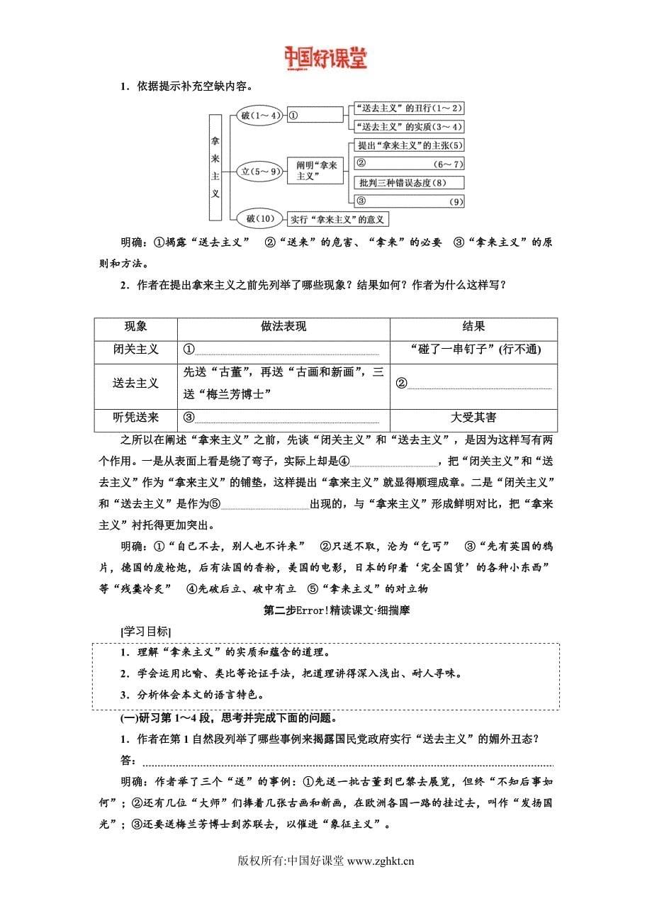 新课标三维人教语文必修4   第三单元  第8课 拿来主义_第5页