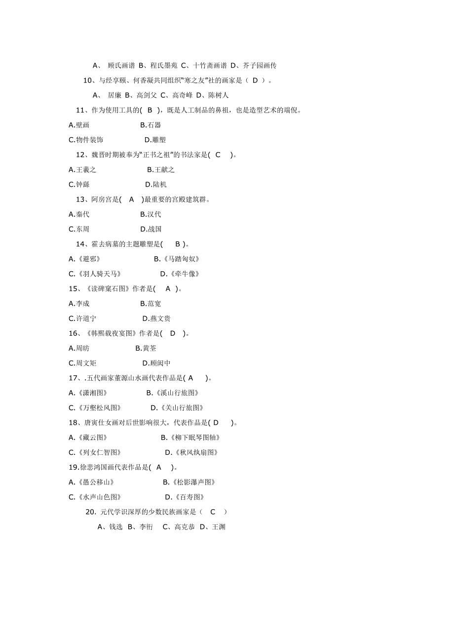 中国美术史(选择题)_第5页